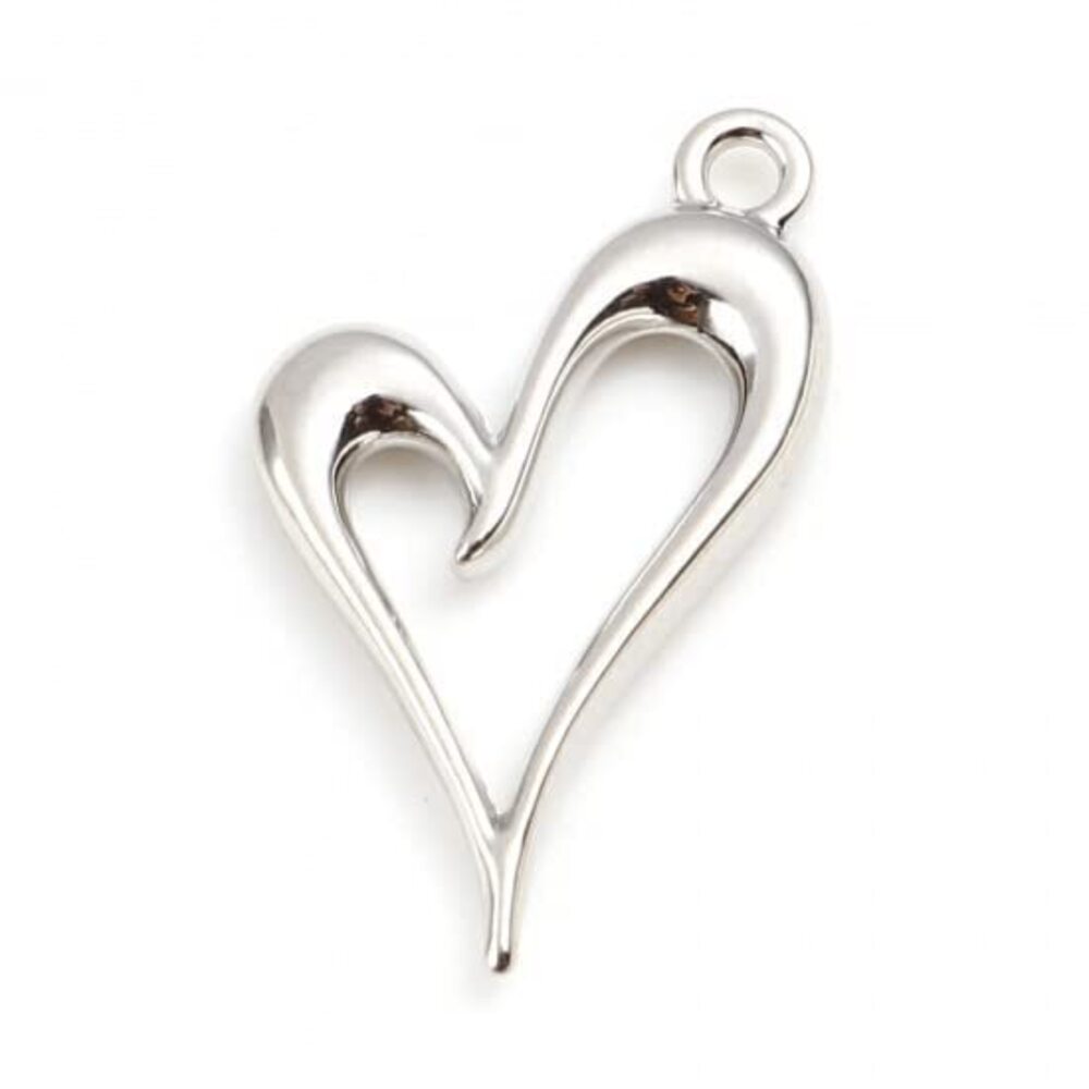 1822 Silver Tone Alloy 10PC Valentine's Day Charms Heart Pendants for DIY